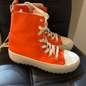 Bold Orange High-Top Sneakers